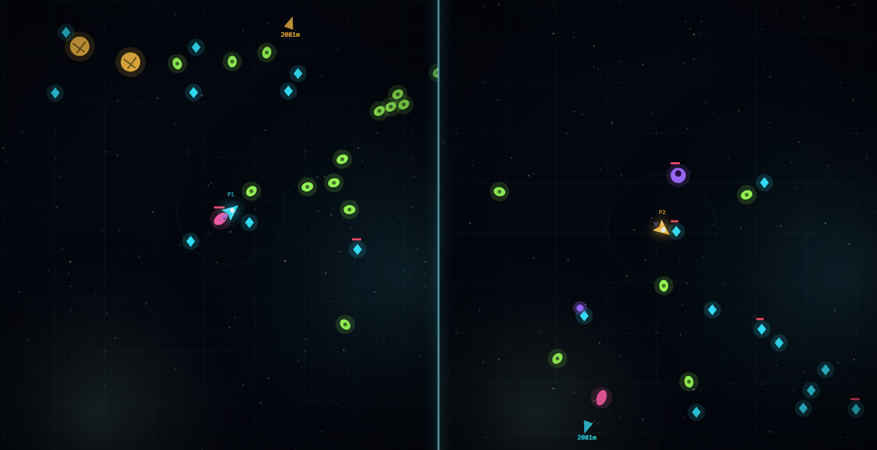 Two players drifted apart, so the camera split.